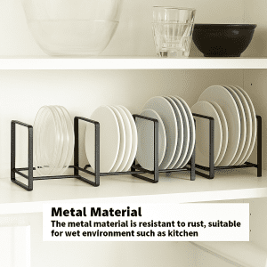 Kitchen Dish Divider Rack – Space-Saving Plate Organizer for Cabinets & Countertops