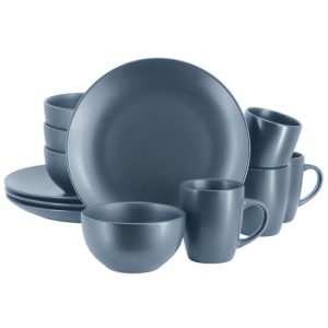 Gibson Home Everyday Plus 12 Piece Round Stoneware Dinnerware Set in