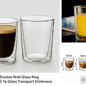 Nespresso™ Double-Wall Glass Cups – 85ml Heat Resistant Coffee Mugs 1pc