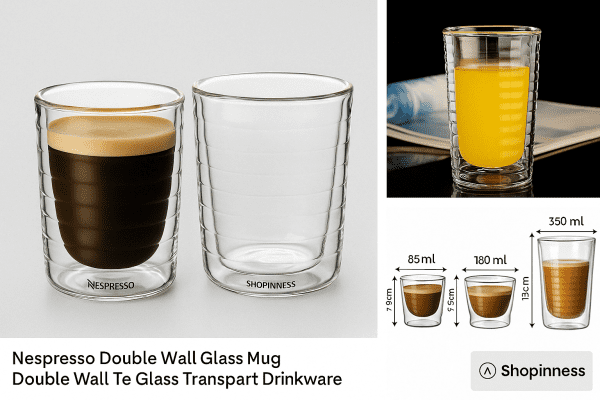 Nespresso™ Double-Wall Glass Cups – 85ml Heat Resistant Coffee Mugs 1pc