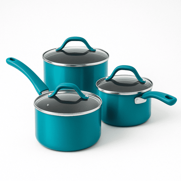 CyanCook™ 3-Piece Non-Stick Saucepan Set – Enamel Coating with Silicone Handles - Image 2