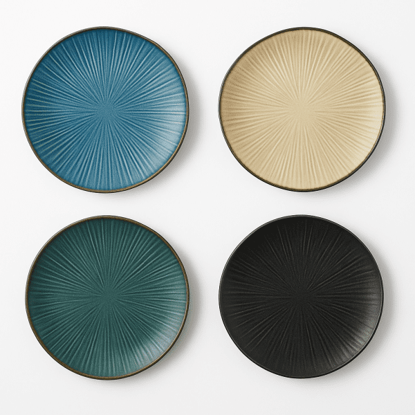 Japanese-Style Ceramic Oak Shallow Plate Restaurant Vintage Western Cuisine Plate round Steak Dessert Plate