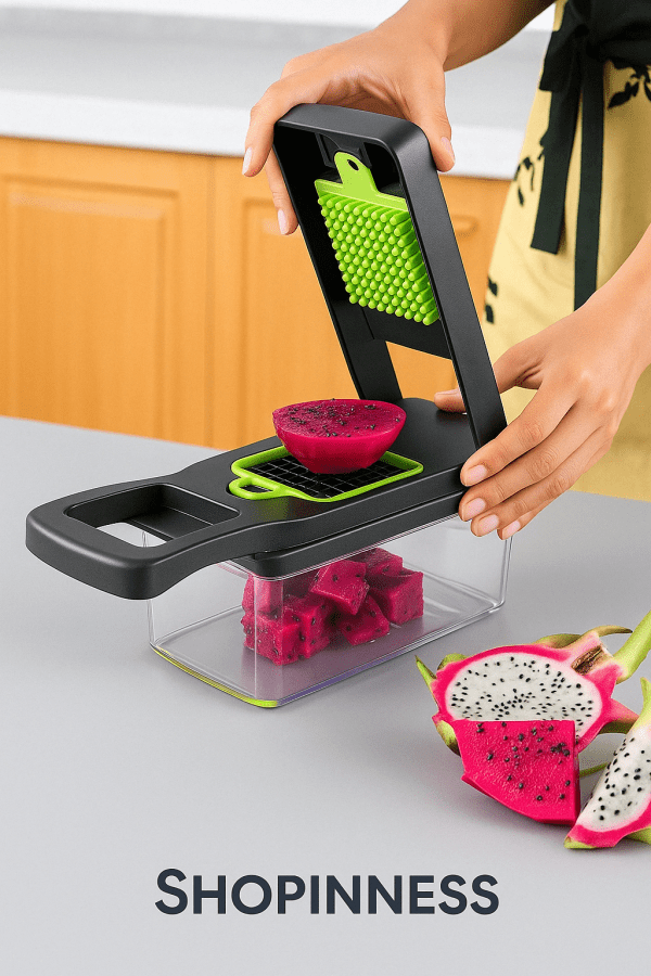 14-in-1 Multifunctional Vegetable Chopper & Garlic Masher – Manual Slicer, Grater, Dicer & Kitchen Prep Tool - Image 2