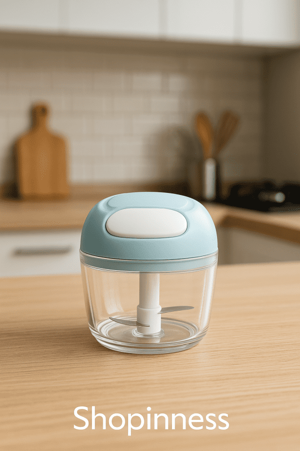 Manual Garlic Masher – Hand Pull Chopper for Minced Garlic & Vegetables, Blue/Pink - Image 2