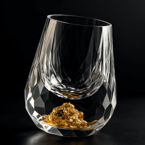 Luxury Crystal Glass Vodka  Sake Shochu Glass Bar Liqueur Double Bottom Gold Foil Glass Tea Cup High-end Gifts Hard Liquor