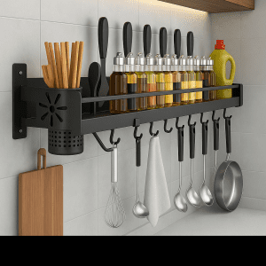 wall-mounted kitchen organizer shelf multi-function spice rack with knife holder modern kitchen storage rack wall mounted