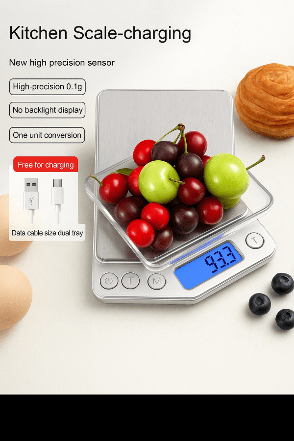 Digital Kitchen Scale Mini Pocket Stainless Steel Precision Jewelry Electronic Balance Weight Gold Gram 0.1/3000g Weigh Scales - Image 2
