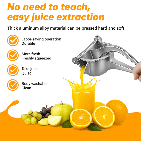 Manual Citrus Juicer – Heavy Duty Fruit Squeezer & Detachable Juice Extractor, Premium Metal Alloy - Image 2