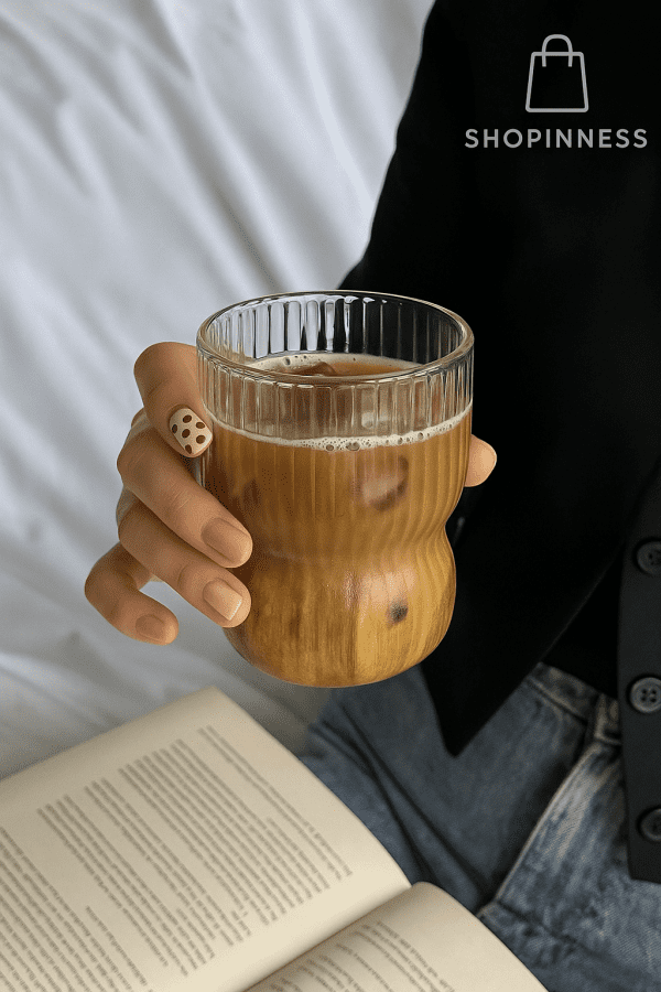 Ribbed Glass Coffee Mug – Heat-Resistant Borosilicate Cup 260–500ml - Image 2