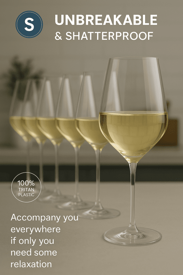 6-Pack Tritan Wine Glasses – Unbreakable & Reusable Outdoor Set
