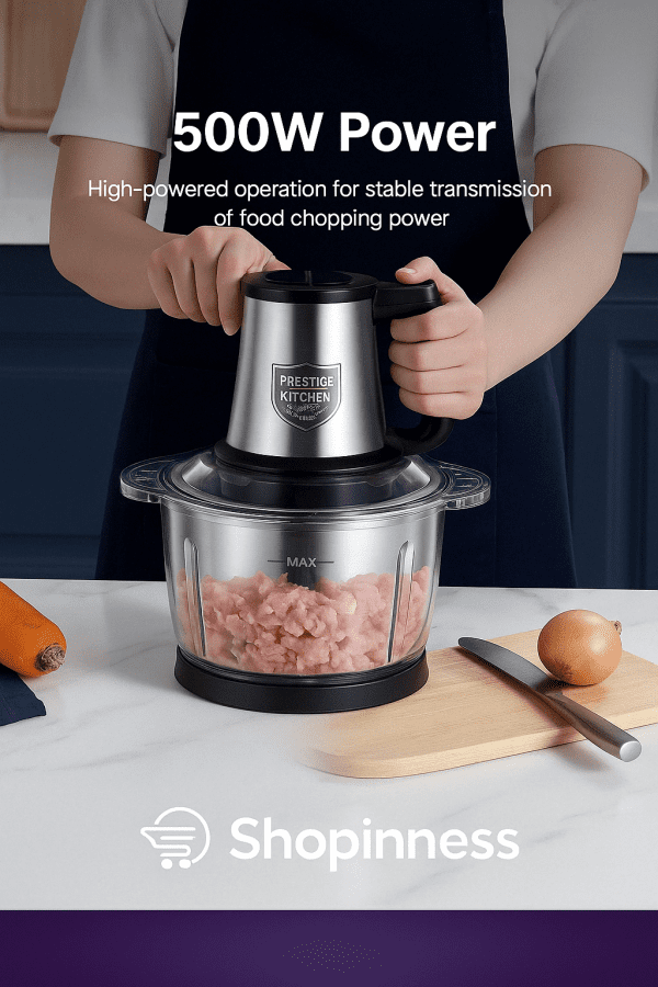 5L Electric Meat Grinder & Food Processor – 500W Stainless Steel Chopper with 5-Speed Blades for Meat, Vegetables, Nuts & More