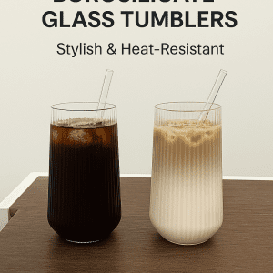 Ribbed Glass Coffee Mug – Heat-Resistant Borosilicate Cup 260–500ml