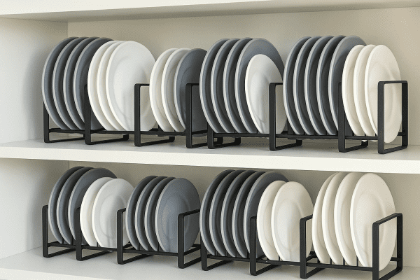 Kitchen Dish Divider Rack – Space-Saving Plate Organizer for Cabinets & Countertops - Image 2