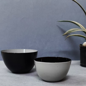 Black and grey bowl set of 2