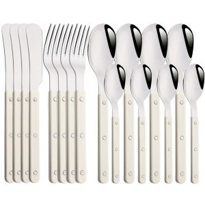 Beige Silver Cutlery Set – Stainless Steel with Acrylic Handle