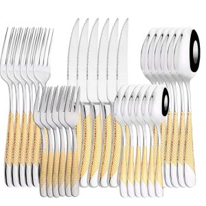 AJOYOUS 30Pcs Dinnerware Set – Stainless Steel Cutlery