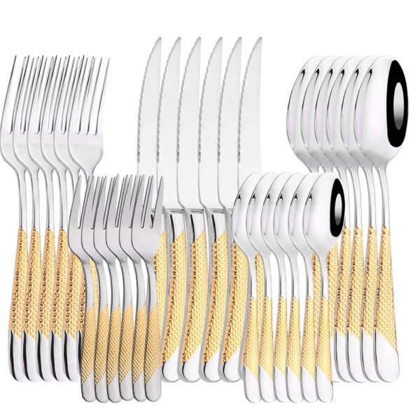 AJOYOUS 30Pcs Dinnerware Set – Stainless Steel Cutlery